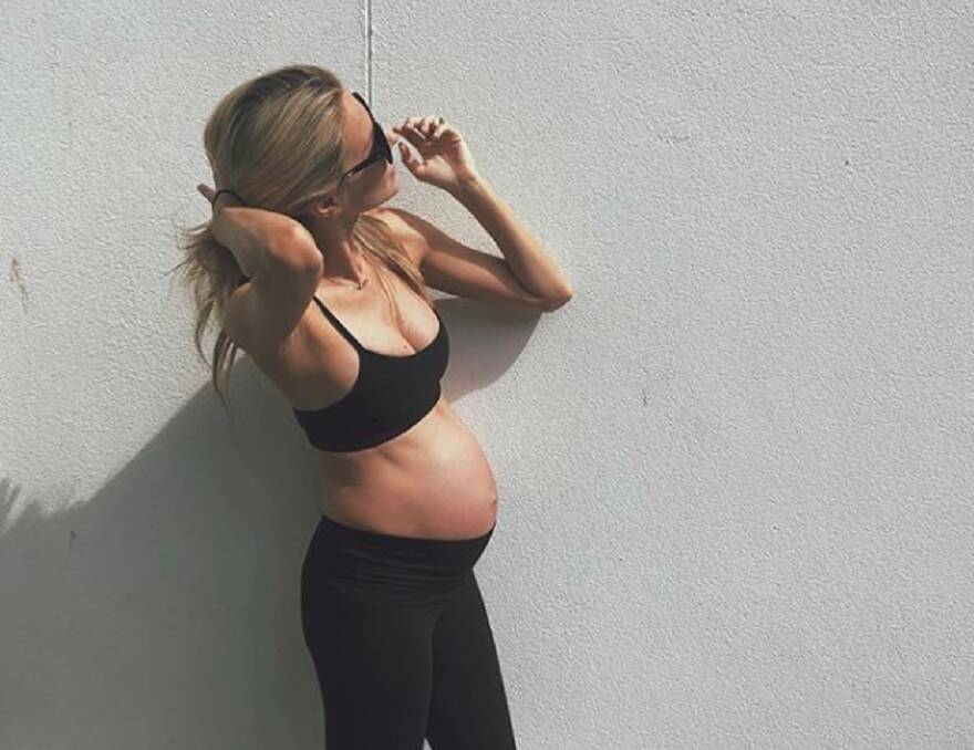 Preggers: Jen Hawkins showing her baby bump on Instagram. 