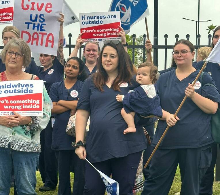 Nurses rallying outside Maitland Hospital in November. Picture supplied 
