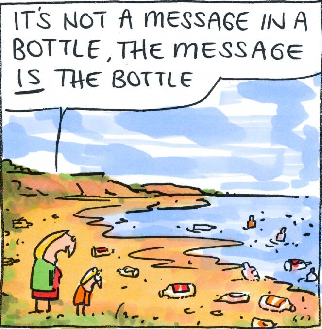 Filthy: Eight million tonnes of plastic pollution ends up in the ocean every year. Cartoon: Matt Golding 