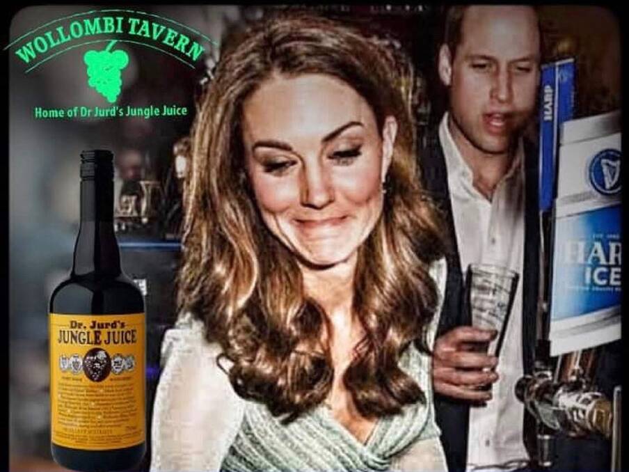 Formal Invite: The Duke and Duchess of Cambridge have been cordially invited to sample the jungle juice at Wollombi Tavern. 