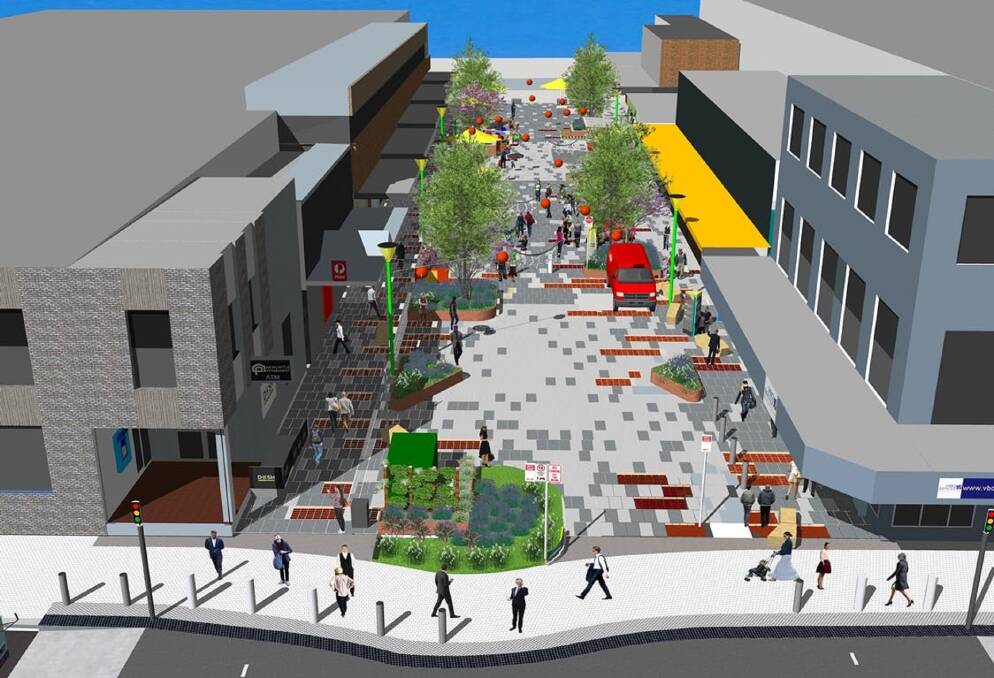 Upgrade: A concept design of Charlestown's Pearson Street Mall. The mall will also be getting some artistic street furniture. 