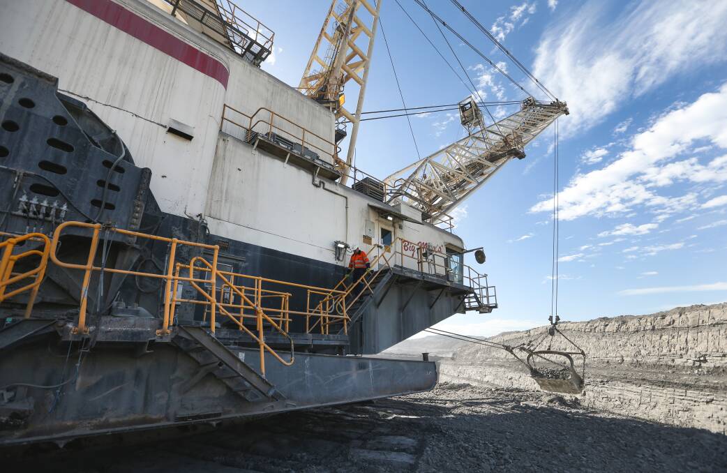 Monster Machine: Peter Constable on a dragline that he operated. Picture: Marina Neil 