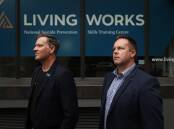 LivingWorks Australia director of suicide prevention Marc Bryant and CEO Shayne Connell. The organisation's state funding ends in June. Picture by Simone De Peak 