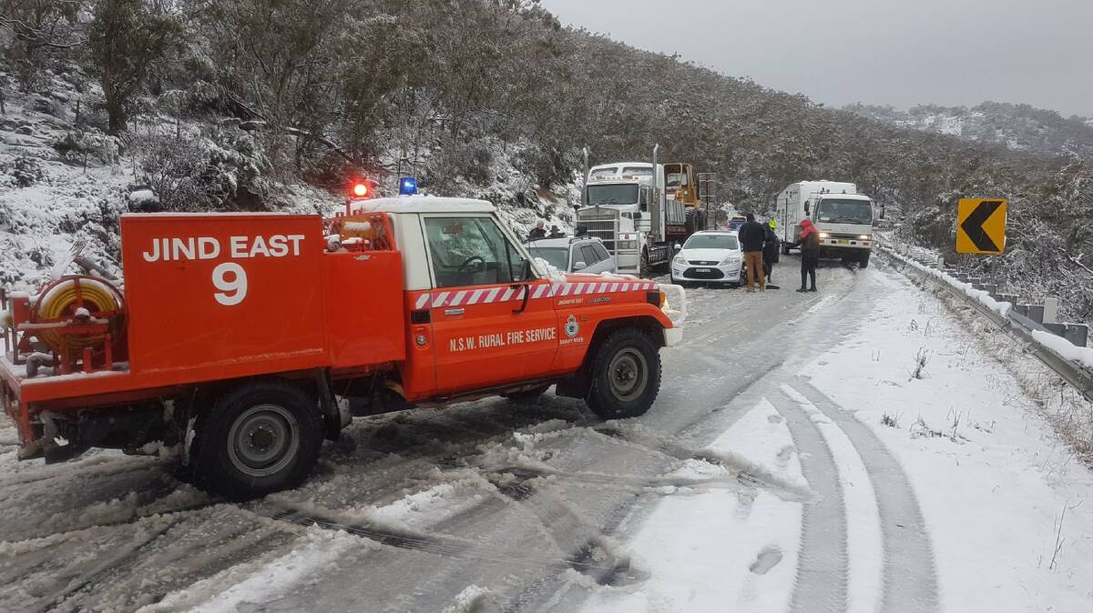 The NSW RFS was busy in Jindabyne on Monday, not with fire but snow. 