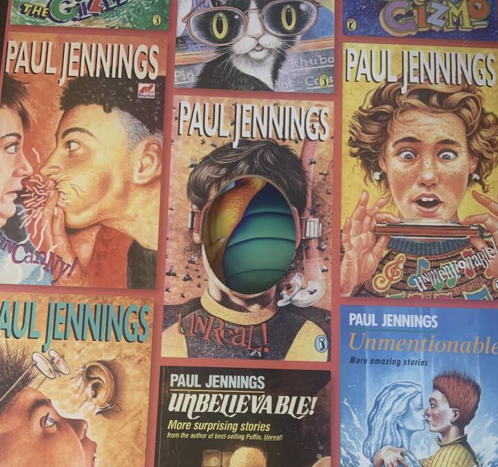 Booked In: Artwork from book covers that form part of the Paul Jennings exhibition at Newcastle Library. 