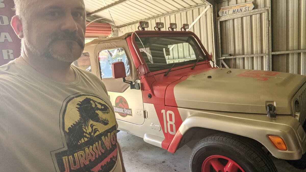 Glen Fredericks and a Jurassic jeep. 