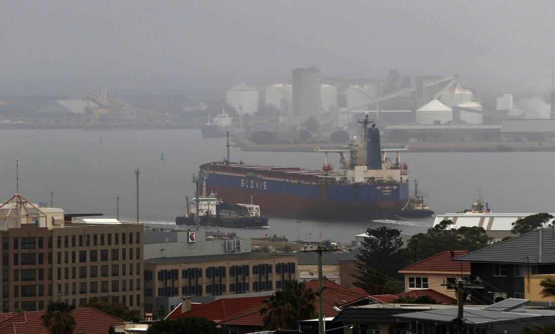A coal ship enters the Port of Newcastle. Picture: AAP/Darren Pateman 