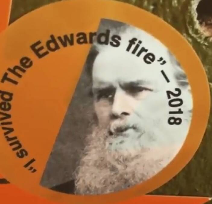 A sticker that says, 'I Survived The Edwards Fire'. 