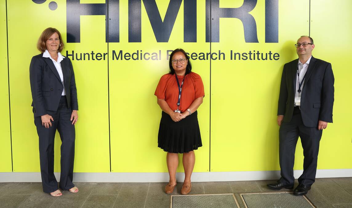Professors Susan Dent, Doan Ngo and Aaron Sverdlov at Hunter Medical Research Institute. Picture by Peter Lorimer 