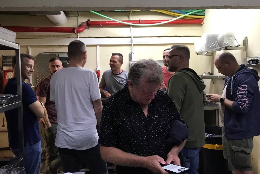 Paul West in a bomb shelter in a Tel Aviv hotel before he left Israel. Picture supplied 
