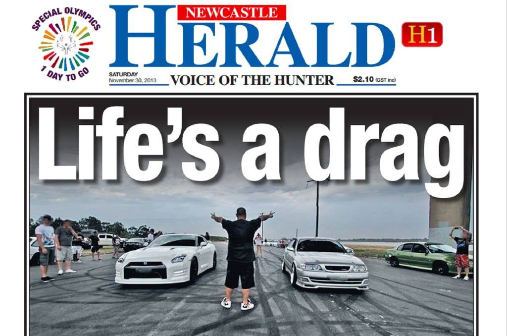 A Newcastle Herald front page from November 2013. 