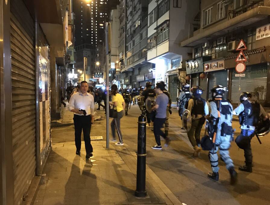 A tear-gas stricken street in Hong Kong. 