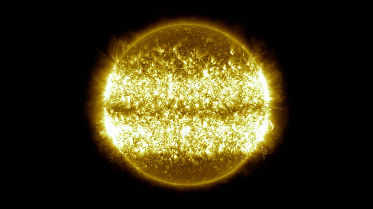 A composite image of 151 photo frames of the sun. Picture: NASA 