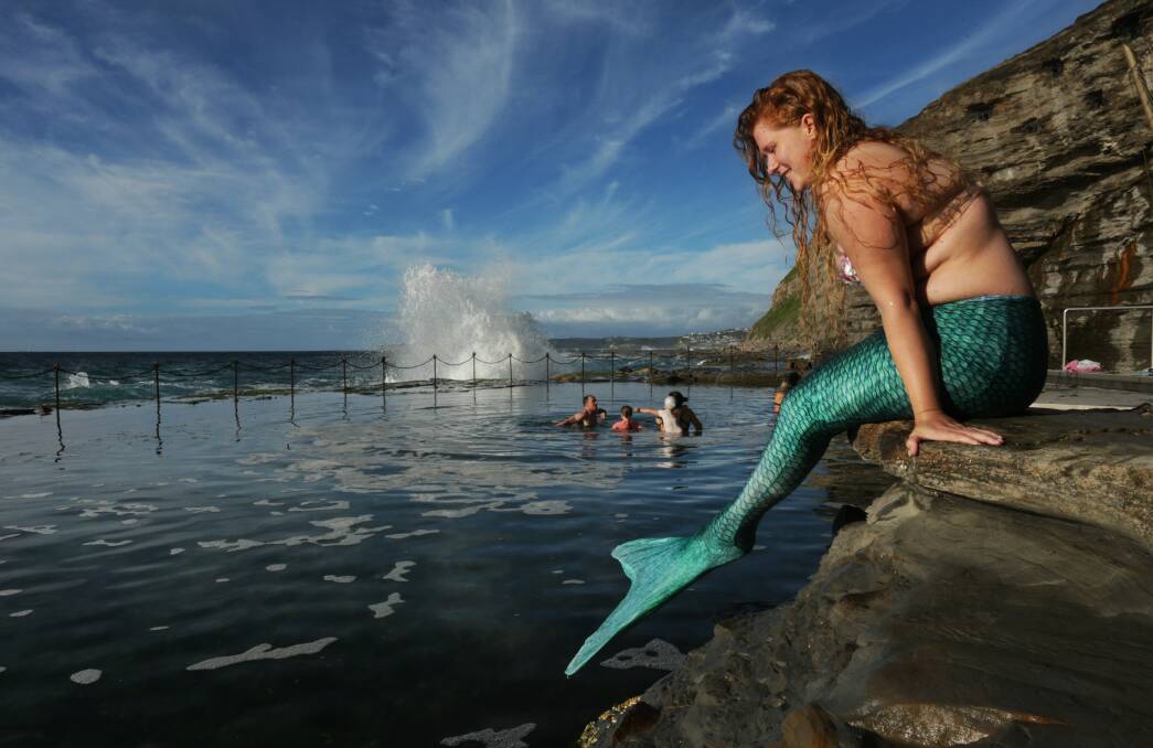 Swim Time: Emily McAlpin at the Bogey Hole, which is part of a new database of ocean pools. Picture: Simone De Peak     