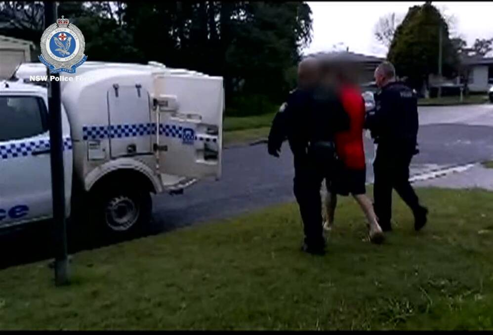Police arrest a man in the Hunter last year over robberies and attempted break-ins. Picture supplied. 