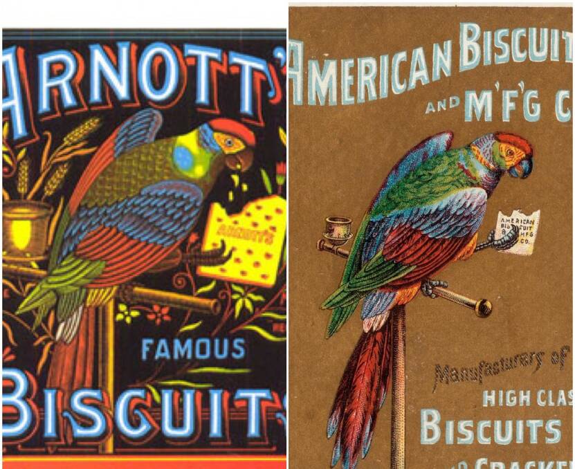 Lookalike: The Arnott's Biscuits logo is strikingly similar to the American Biscuit and Manufacturing Company's logo. 