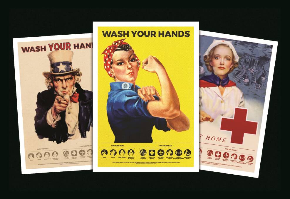Getting The Message: Clever posters that Daniel Borg created to urge people to wash their hands during the pandemic. 