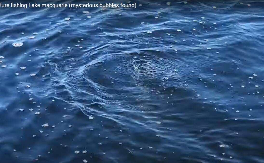 Bubbling: A screenshot of a YouTube video showing bubbles in the lake. Picture: Hunter Fishing Adventures 