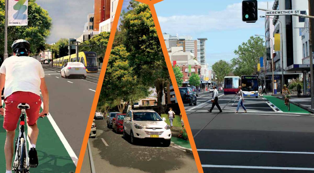 PAST PROMISES: 2016 Newcastle City Council artwork, when a cycleway was envisaged as well as light rail on Hunter Street.
