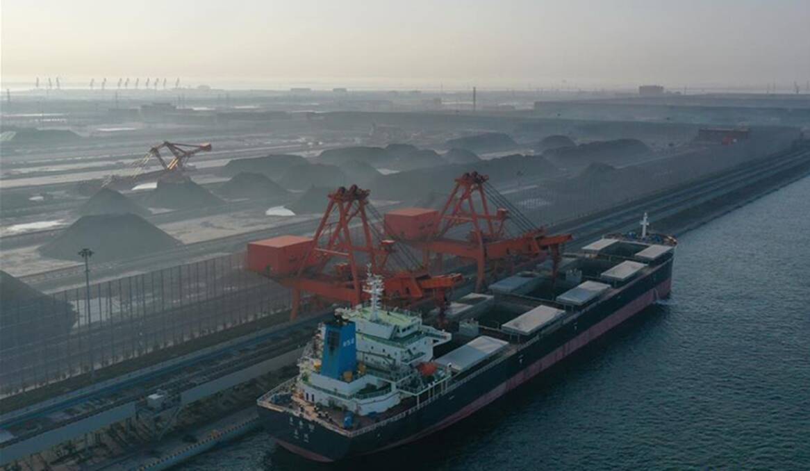NO LONGER OUR DESTINATION: An image of a Chinese coal-receiving port from the Xinhua news agency. China has banned imports of Australian coal. Picture: Global Times