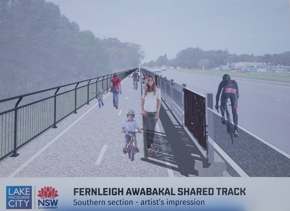 WHICH SIDE OF THE FENCE: The idea of the Fernleigh track has been to provide a shared path away from traffic. This artwork raises questions in that regard as far as cycling is concerned. And what about north-bound cycling?