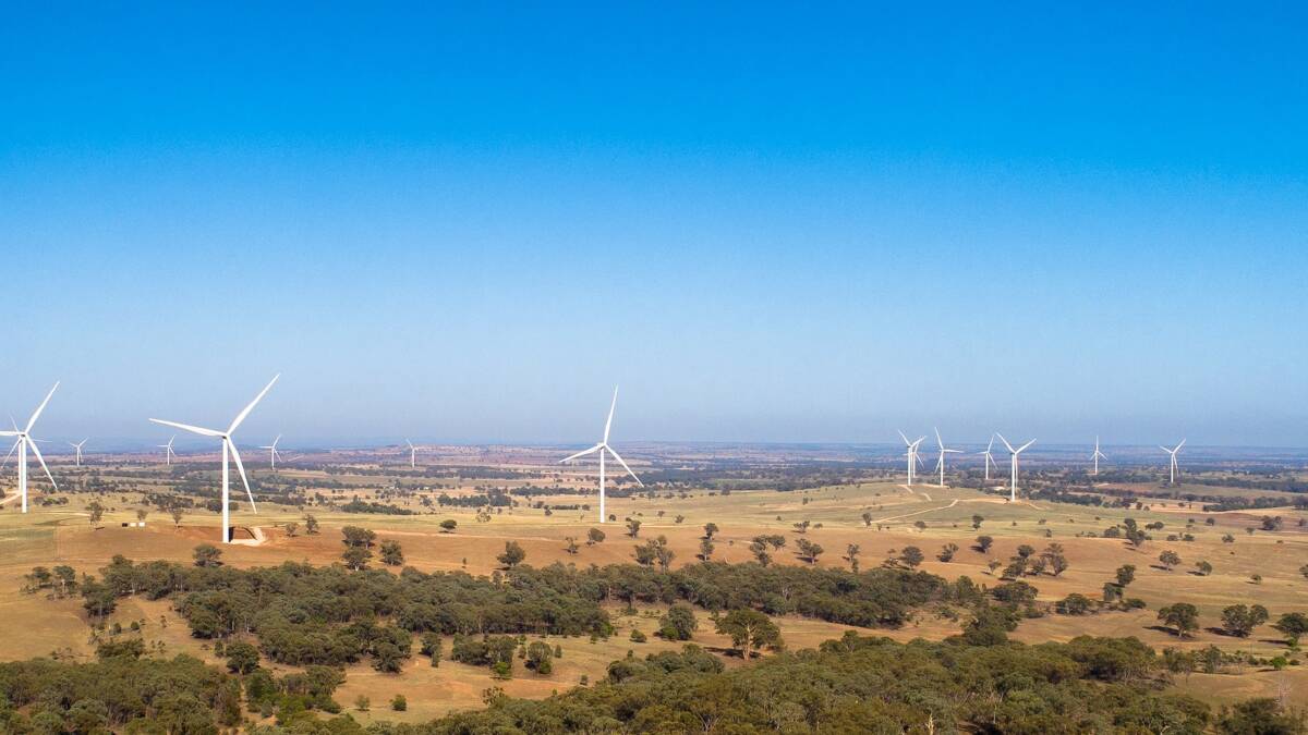 WESTERLY WIND: Some of the 33 turbines at the Bodangora wind farm 