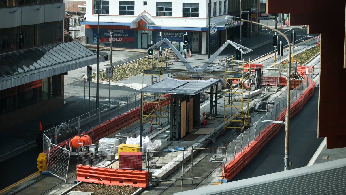 GETTING CLOSER: Construction of the light rail stop at Civic. Picture: Simone De Peak
