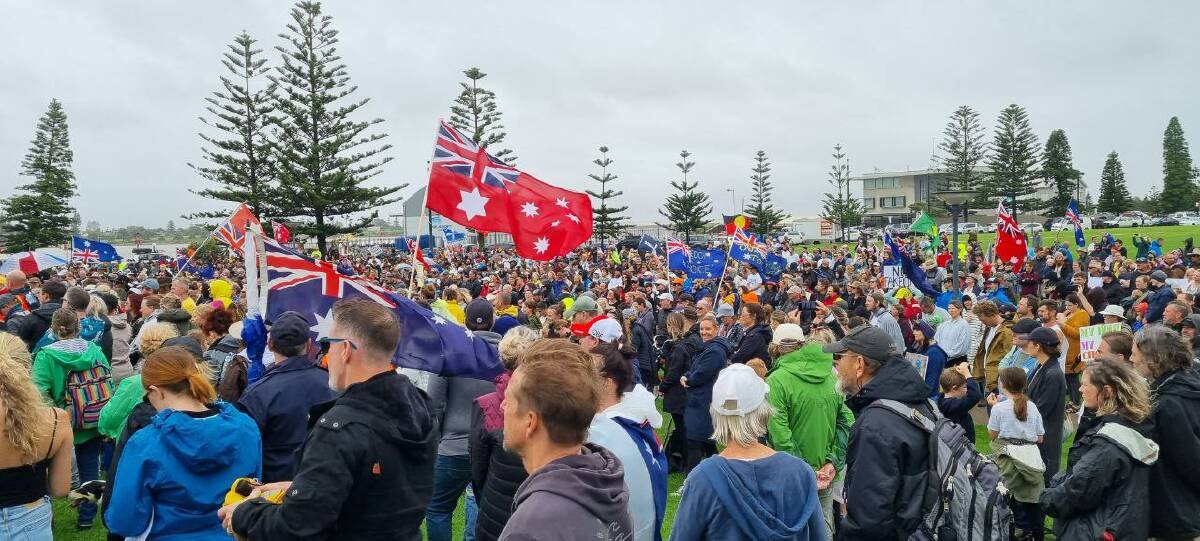 QUESTIONING AUTHORITY: Most Australians have quietly accepted our COVID restrictions and taken the jab. Others, however, see something more sinister at work, and want the rest to know. Some of the crowd at the Millions March Against Mandatory Vaccination protest in Newcastle two Saturdays ago.