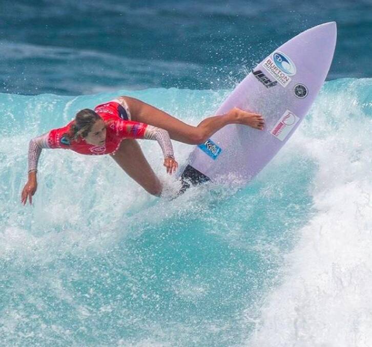 EYES DOWN THE LINE: Elle Clayton-Brown goes high competing in the recent Sisstrevolution Pro at Avoca.