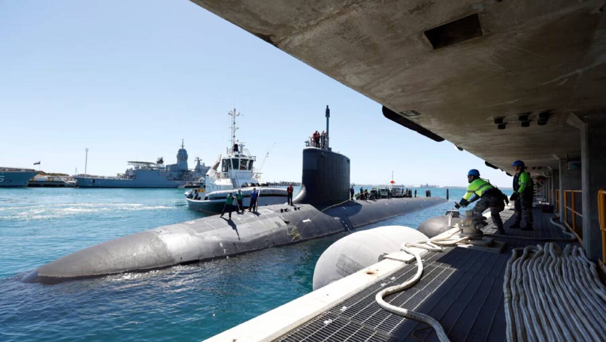 The nuclear-powered Virginia-class fast-attack submarine USS Mississippi at HMAS Stirling naval base at Rockingham, on Perth's southern edge, for a joint training exercise in December 2022. Picture from US Embassy