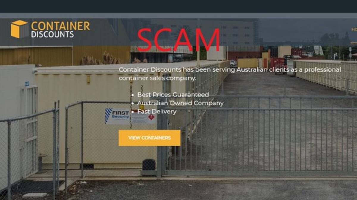 ACCC WARNING: The regulator's Scamwatch service warned on July 30 about 'fake online listings for shipping containers, like this one'. Picture: ACCC Scamwatch
