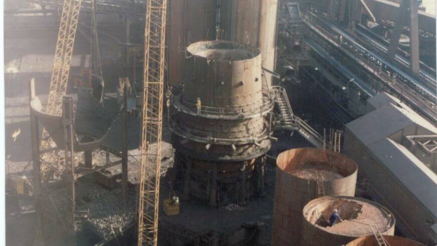 Undated photo of No1 blast furnace being reconditioned. Picture: NIHA