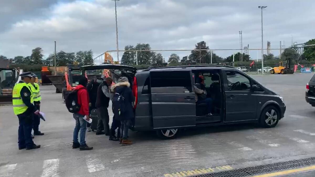 QUARANTINE BOUND: The Unison Jasper crew loading into one of two vans on the wharf at Kooragang Island on Friday, bound for 14 days of COVID quarantine in Sydney. Picture: International Transport Workers Federation (ITF)
