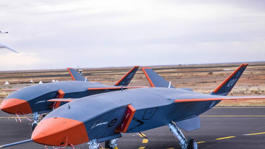 BATS INTO HELL: Australia's Boeing-designed Ghost Bat uncrewed aircraft in test at Woomera. Picture: Boeing 