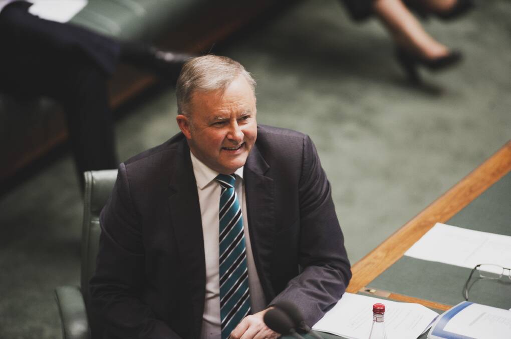 Federal opposition leader Anthony Albanese, in parliament yesterday, pledged in his budget reply speech to revive rail manufacturing should Labor be elected. Picture: Dion Georgopolous, Canberra Times