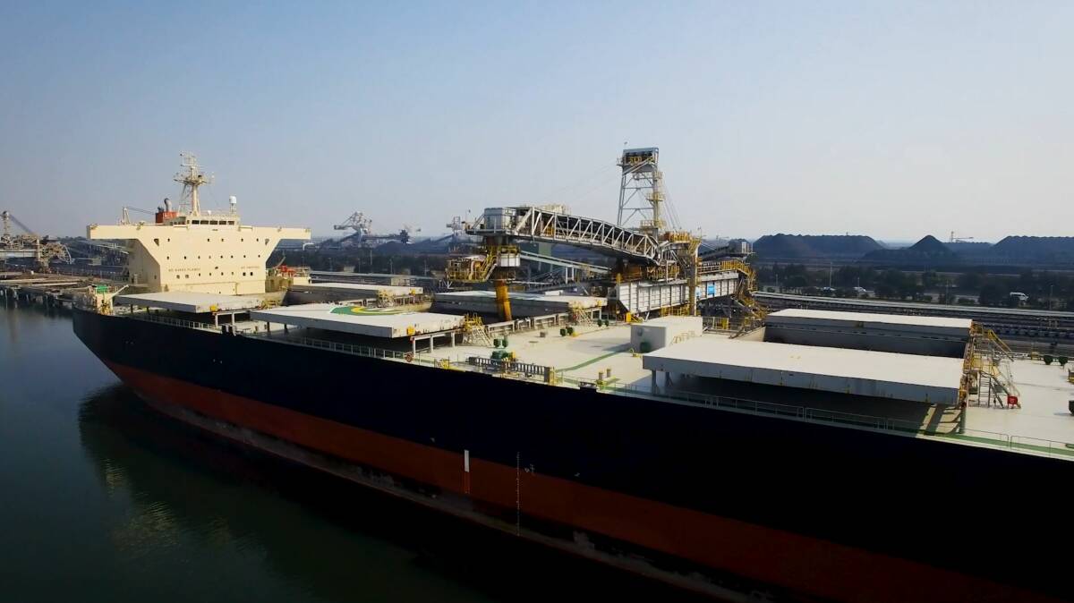 VIEW FROM THE WATER: NCIG's Kooragang Island terminal. Picture: NCIG video