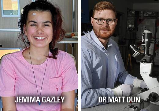 LINKED LIVES: New Zealander Jemima Gazley's fundraising efforts will help University of Newcastle biomedical scientist Matt Dun continue his research efforts into the rare brain cancer, DIPG.