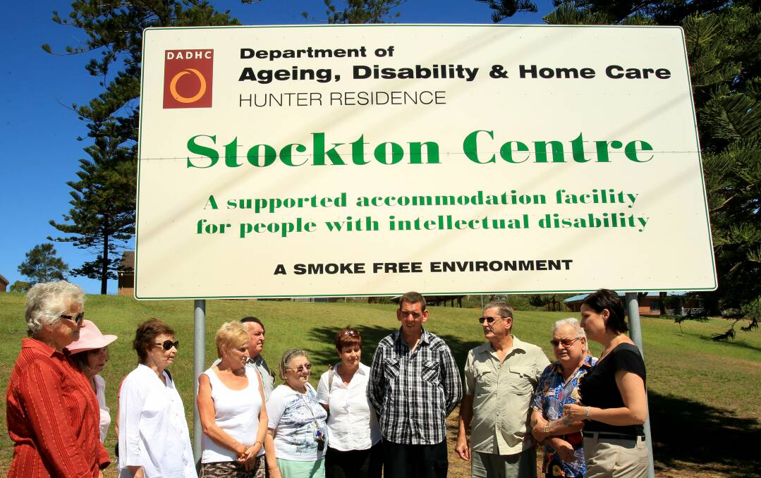 EARLY DAYS: Jodi McKay (far right) was a minister in the Iemma government when it announced its intention to close Stockton. Here she talks with concerned families, including Wendy Cuneo and her son David, in January 2011. Picture: Simone De Peak