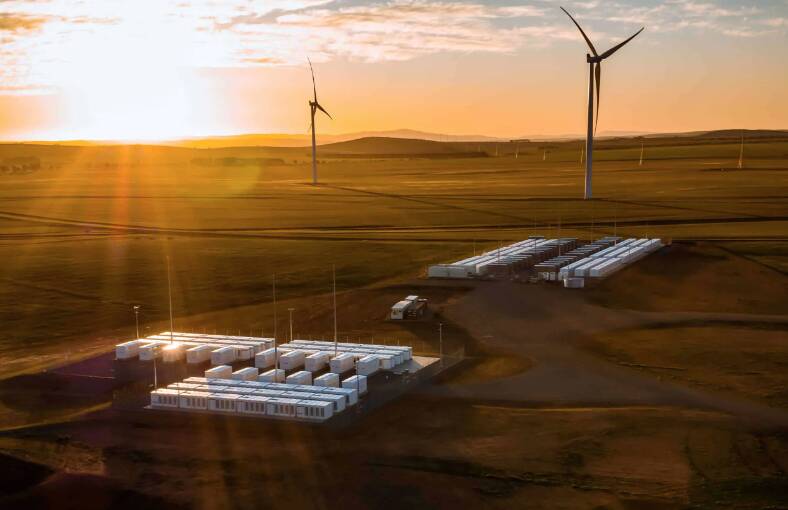 The Hornsdale 'big battery' in South Australia. Analysts say a host of such installations will be needed, along with more pumped hydro, to make viable the conversion out of fossil fuels. Picture from Hornsdale
