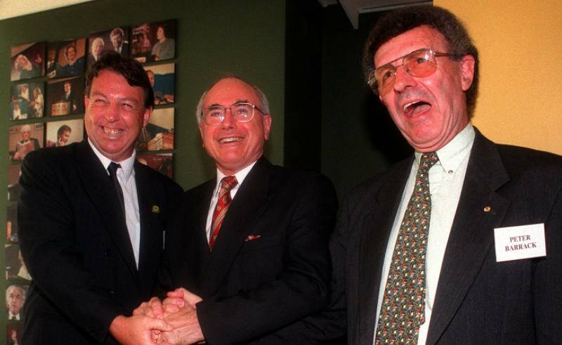 Few members of the Communist Party of Australia would have ever found themselves in this situation, while still retaining the respect of the Left, and an increasing acceptance from the Right. Peter Barrack with then prime minister John Howard and Kevin Rudd of the Australian Workers Union, formerly the federated ironworkers union