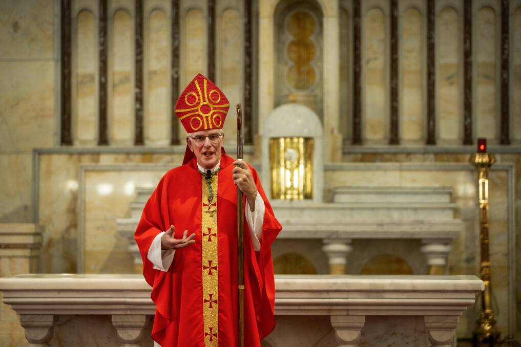 SILENCE: Bishop Bill Wright, pictured here at last year's Easter service at Sacred Heart Cathedral, has repeatedly said the diocese will not comment on its decision to remove Monsignor Roger Kennedy's name from the building named after him at St Mary's Catholic College, Gateshead. Picture: Marina Neil