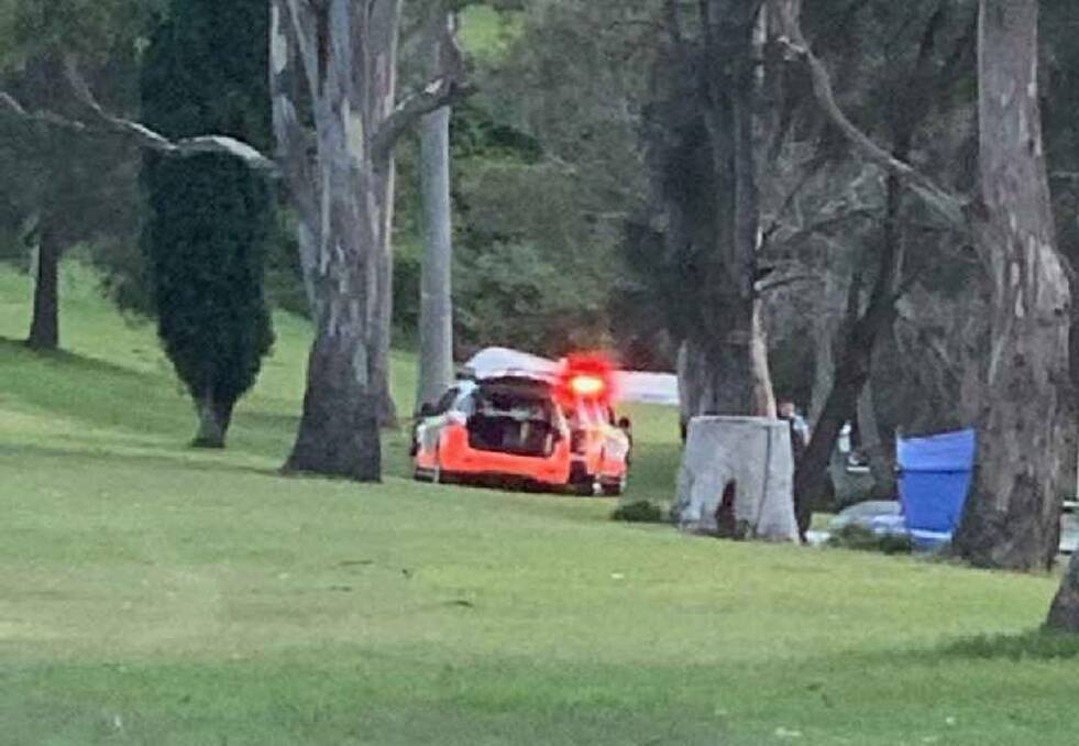 EMERGENCY RESPONSE: The Yarrawonga Park reserve on Saturday evening with various ambulance vehicles. Picture: Robyn Bond