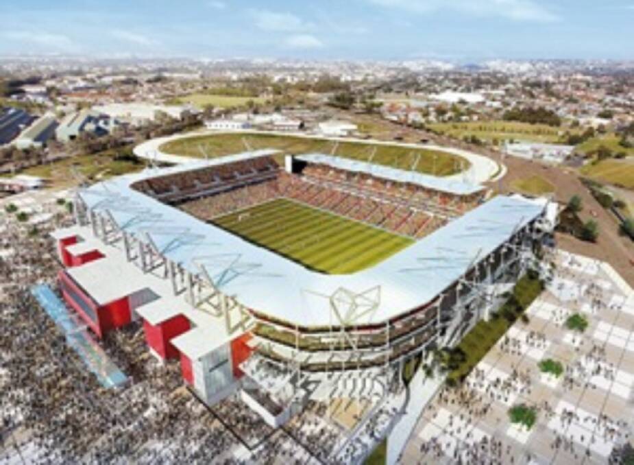 FIELD OF DREAMS: McDonald Jones Stadium as envisaged by property consultants Urban Apostles. The company's website talks of its work with the NSW government on the project.