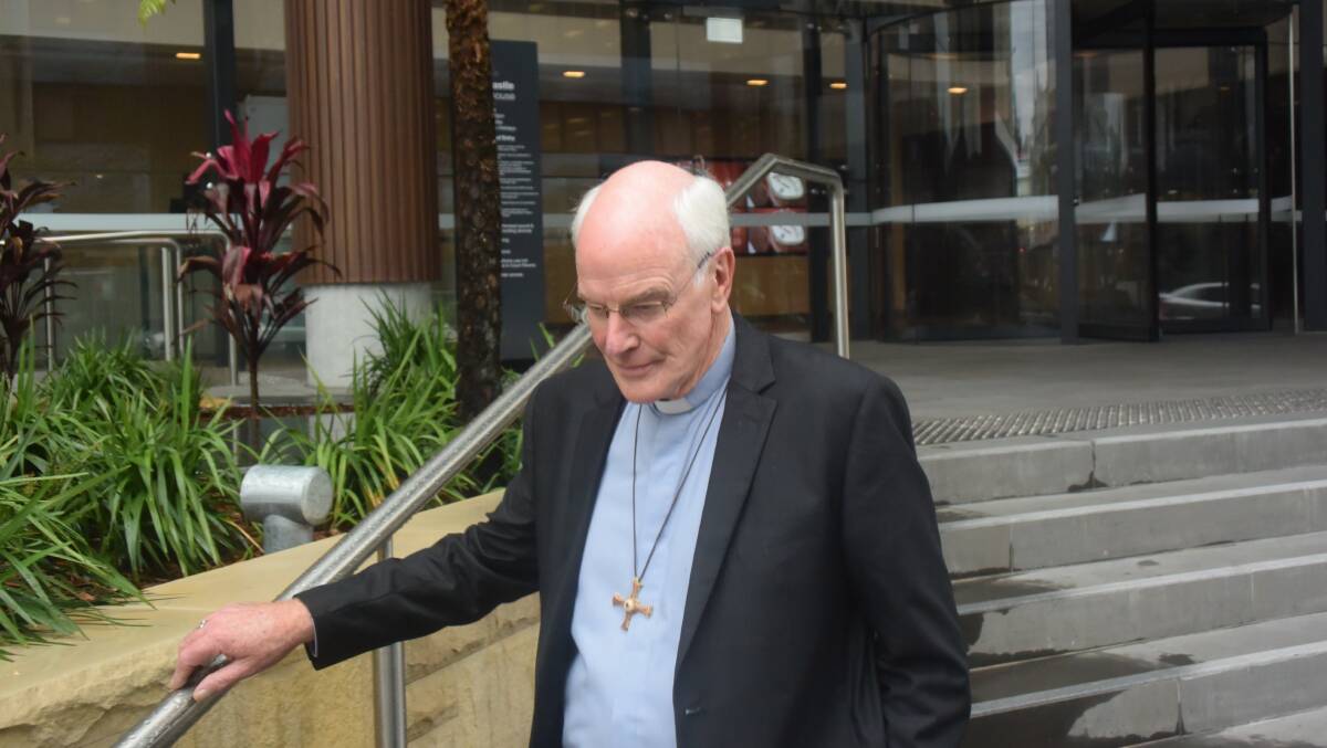 SPOTLIGHT: The Bishop of Maitland-Newcastle, Bill Wright, after giving his evidence to the Royal Commission.