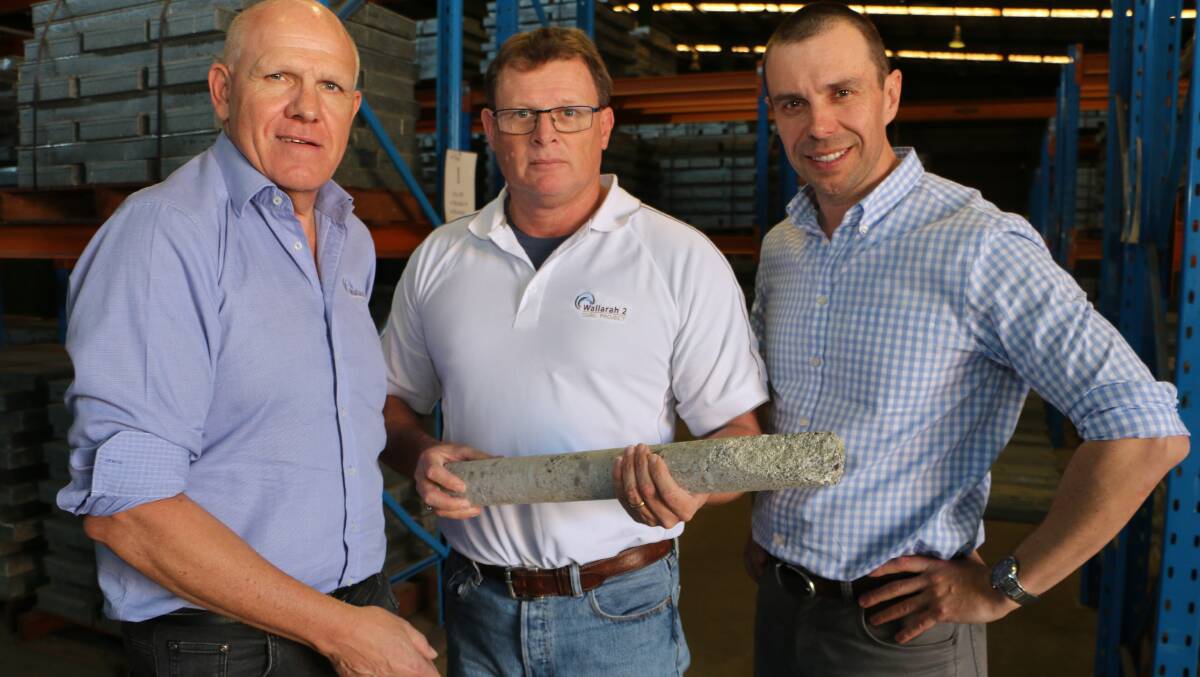 Minerals Council chief executive Stephen Galilee (right), with Peter Allonby and Kenny Barry from the Wallarah 2 coal project. Picture: David Stewart