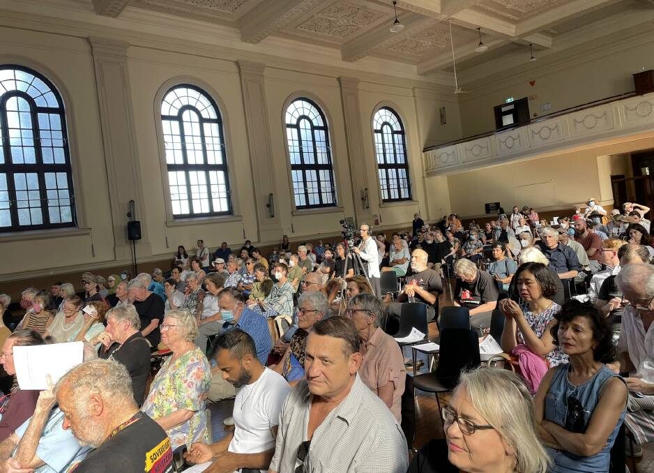 Sunday's meeting at Marrickville Town Hall. Picture from Marrickville Peace Group via Twitter