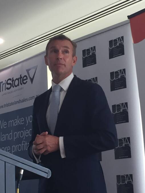 PLENTY OF PLANS: Rob Stokes, the NSW Minister for Planning and Public Spaces, addressing the UDIA lunch at Noah's yesterday.