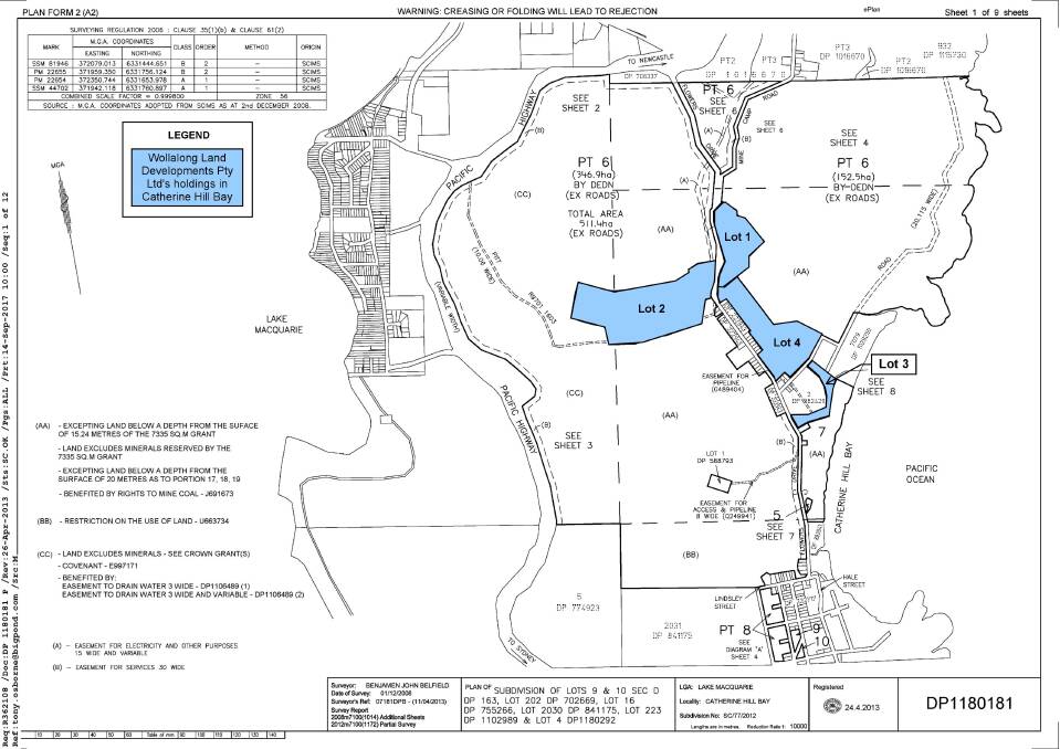Marked in blue, the land bought by Darren Nicholson from Coal and Allied last year.