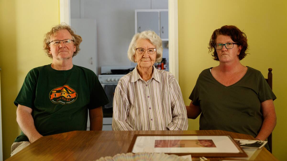 UNITY: Geoffrey, Audrey and Bernadette Nash, at Audrey's home in Hamilton yesterday. They believe that despite its apologies, the Catholic hierarchy is yet to prove itself significantly changed. Picture: Max Mason-Hubers