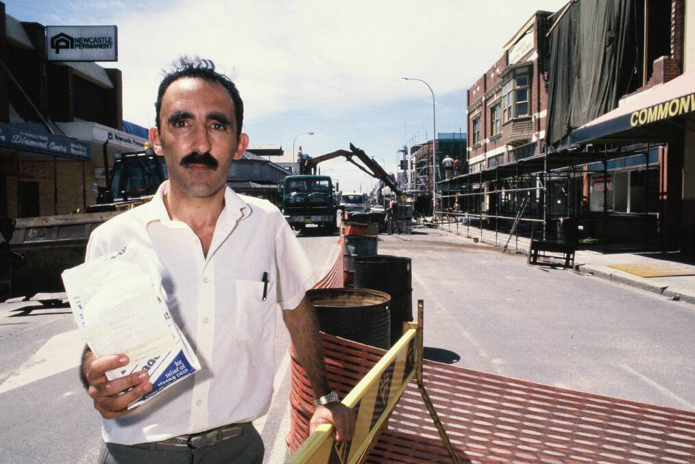 LIFELINE: Pharmacist Roch Shamley, shortly before the barricades were to come down from Beaumont Street at the end of January, a month after the quake. Picture: Dean Osland